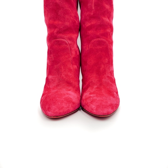 Christian Louboutin Pink Suede Zip Over-the-Knee Heeled Boots EU 38 - Picture 6 of 10